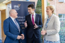 Pictured at the launch of the 2025 programme (l-r): IPA Chair George Burke, Minister for Public Expenditure, Infrastructure, Public Services, Reform & Digitalisation, Jack Chambers TD and IPA Director General Helen Brophy